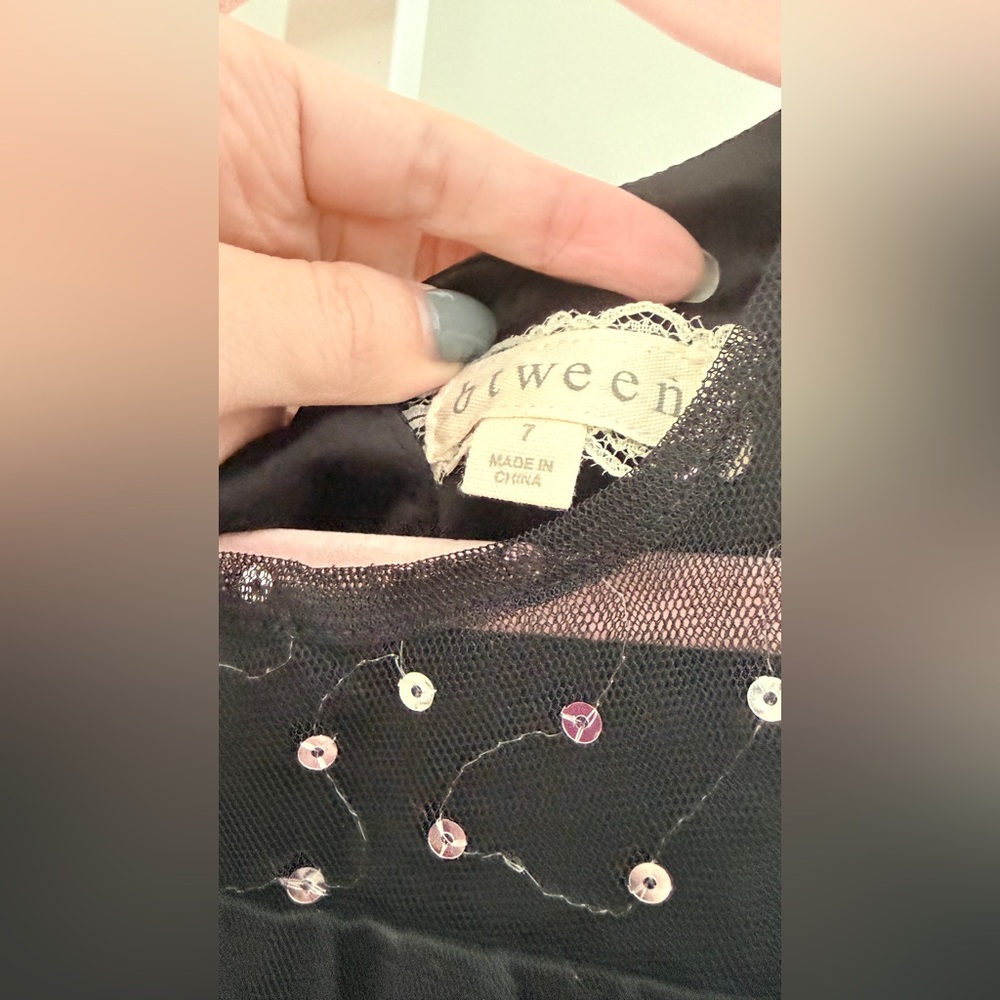 btween Black Velvet Dress With Polka Dot Tulle Skirt size‎ 7 - Picture 2 of 7